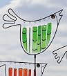 Green Glass Bird Garden Stake Green Glass Bird Garden Stake