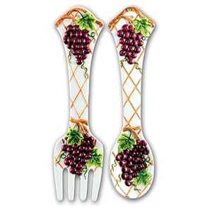 GRAPE 2 Pc. Large 17" Spoon & Fork Wall Decor Set NEW