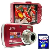 SVP Xthinn-737 Red 7MP 3x Optical zoom 3-inch LCD Digital Camera + FREE 16GB High Speed SD Memory Card