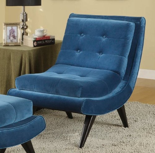 Armen Living 281 5TH AVENUE ARMLESS SWAYBACK LOUNGE CHAIR, CERULEAN BLUE FABRIC