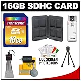 Transcend 16GB SecureDigital Class 10 (SDHC) Memory Card + SD Hard Case + A ....