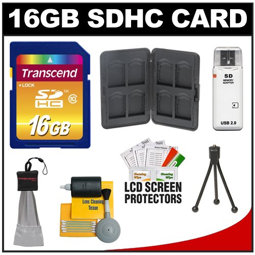 transcend 16gb securedigital class 10 (sdhc) memory card + sd hard case + accessory kit for nikon coolpix digital cameras