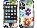 Silver Multi Color Dog Paws Bling Rhinestone Faceplate with Diamonds Hard C ....