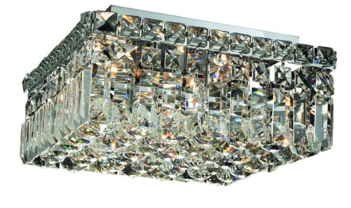 Elegant Lighting 2032F12C/RC Maxim 5.5-Inch High 4-Light Flush Mount, Chrome Finish with Crystal (Clear) Royal Cut RC Crystal