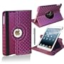 Purple Diamond Pattern Apple iPad MINI Case 360� Degree Rotating Cover Stand Landscape & Portrait Executive Looks Multi Function Auto Sleep Wake Premium PU High Quality Leather Includes Screen Protector and Stylus Pen - by iChoose Limited�