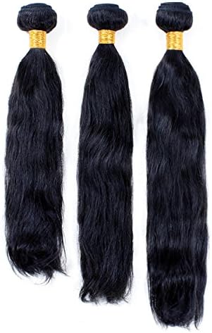 Goldenperfect Brazilian Remy Hair Natural Wave 3 Pack Bundles 100% Real Human Hair (16"18"20", 1# - Jet Black)