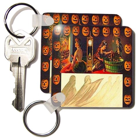 Vintage Halloween Jack oLanterns and Ghost - Set Of 4 Key Chains