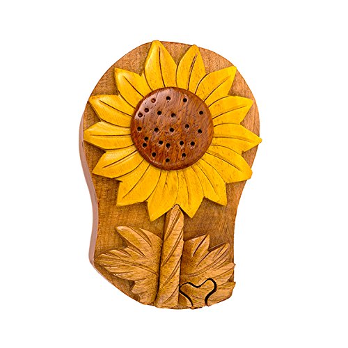Handmade Wooden Art TRICK SECRET Sunflower Flower Puzzle (3024)