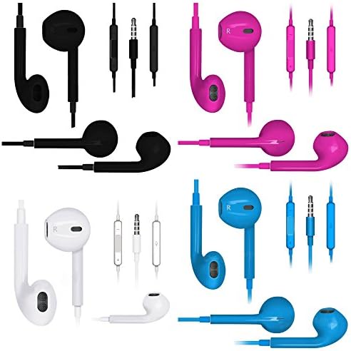 4 Pack Of Jamsonic Premium Earphones Earbuds Headphones With Stereo Mic & Remote Control for iPhone, iPad, iPod and More