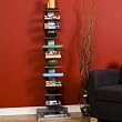Bookshelf Tower Tall Slender Design Painted Silver Finish