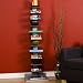Bookshelf Tower Tall Slender Design Painted Silver Finish