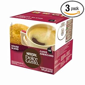 Nescafe Dolce Gusto for Nescafe Dolce Gusto Brewers, Caffe Americano (House Blend), 16-Count Capsules (Pack of 3)