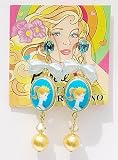 Tarina Tarantino Barbie Pearl Heart & Bow Cameo Earrings- Blue