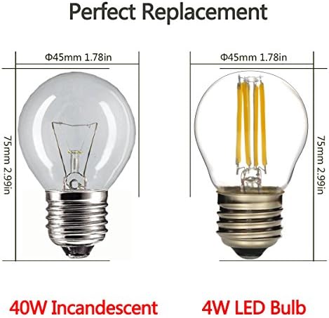 TGM LED 4W LED Filament Light Bulb G14 LED Edison Bulb Soft White 2700K,40W Incandescent Bulb Replacement,120VAC,E26 Medium Base,Suitable for Led Home Lighting