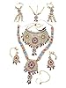 6 Pcs Bridal Jewelry Sets Red Blue Golden Kundan Polki Indian Wedding Necklace Set
