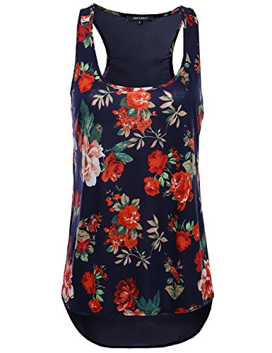 Awesome21 Women's Chiffon Racer back Drapey Scoop Neck Tank Top