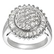 Silvertone Baguette and Round-cut Cubic Zirconia Ring