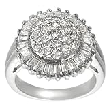 Tressa Silvertone Baguette and Round-cut Cubic Zirconia Ring