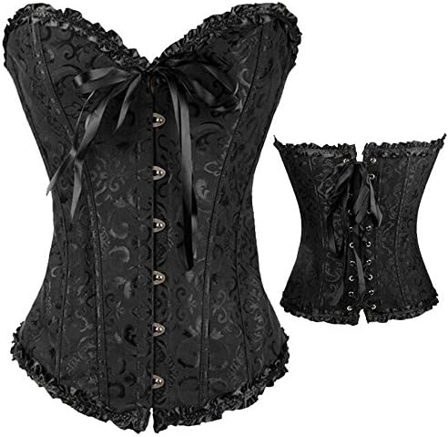 Women Sexy Steampunk Corset Top Lace Up Boned Bustier Waist Cincher /Black / size :S
