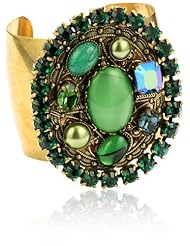 Liz Palacios "Piedras" Green Swarovski Crystal and Cabochon Cuff