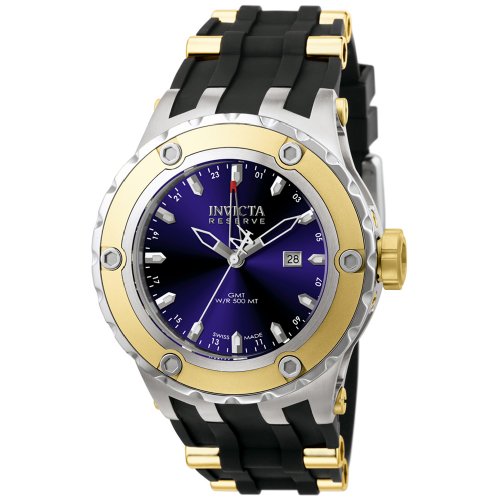 Invicta Men's 6179 Reserve Collection GMT 18k Gold-Plated and Stainless Steel Black Rubber Watch