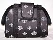Designer Pet Carrier - Classic Fleur de Lis Pet Carrier - Black - Small