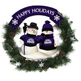 20" MLB Colorado Rockies Snowman Couple Christmas Berries and Pine Cones Wreath
