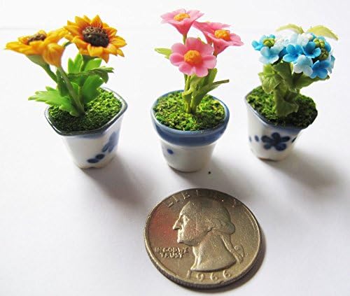 3 Lovely Mix Plant Flower Dollhouse Miniature ,Home Decoration