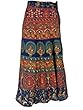 Indian Fashion Cotton Wrap Skirt Blue Orange Green Peacock Print Wraparound Skirts