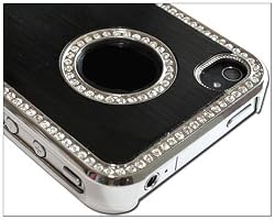 Luxury Unique Best Luxury Bling Czech Rhinestone Case Cover For Apple iPhone 4 4G 4S AT&T and Verizon Silver & Black