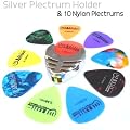 Silver Plectrum Holder and 10 guitar Plectrums