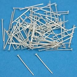100 Sterling Silver Headpins Head Pins 26 Gauge 1/2 Inch