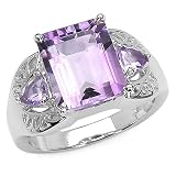 4.30 Carat Genuine Amethyst Octagon & Trillions Sterling Silver Ring