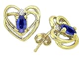 0.74 cttw Genuine Sapphire Earrings in 14k Yellow Gold LIFETIME WARRANTY - B00068E63I