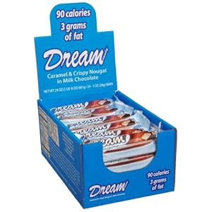 DreamCandy Caramel & Crispy Nougat Milk Chocolate Bar, 1-Ounce Bars (Pack of 24)