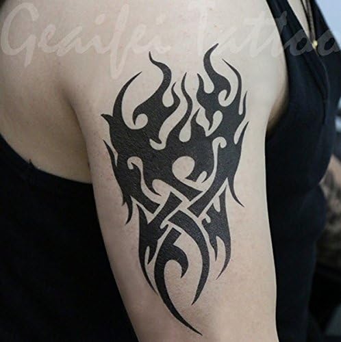 GeAiFei Waterproof High Quality Temporary Tattoo Sticker " Fire Totem " -13.2*22 cm