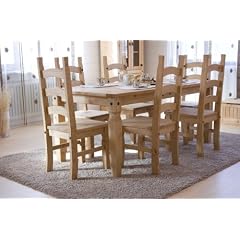 Esstisch 180cm Mexiko mit 6 St�hlen massiv Pinie