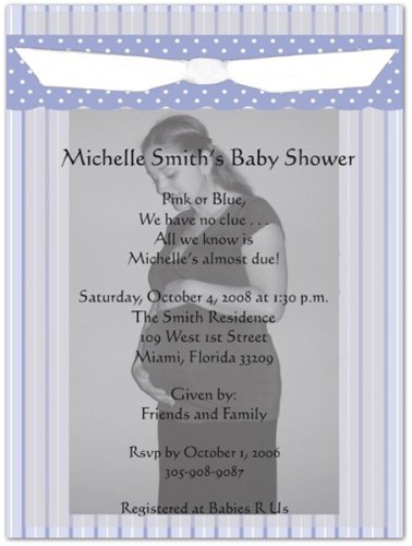 51JlQ6TkQAL Periwinkle Gingham Photo Baby Shower Invitations   Set of 20