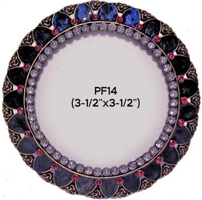 Vintage Celtic Sunflower Clear Rhinestones Accent Black Enamel Metal Picture Frame (3.5x3.5)
