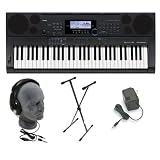 Casio CTK6000 61 Key Touch Sensitive Portable Keyboard with Stand - Power Adapter and Headphones