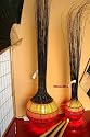 Asiatische Lampe 120 cm Stoff rot orange kl. 007