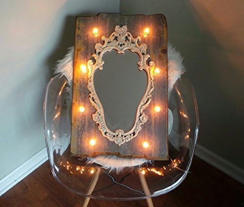Vanity Mirror Lights Vintage Faded Blue Wood