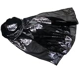 silkNOW Black 100% Pure Silk Chiffon Georgette Scarf in Silver Floral Jacquard Weave
