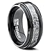 9MM Black Titanium Men's Wedding Band Ring with Wide Gray Carbon Fiber Inlay, Comfort Fit Size 12