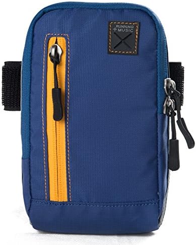 OUTDOORCHASER Running Exercise Armband Pouch with 2 Portable Pack Pocket Can Hold iPhone 6 Plus for Hiking Climbing Cycling Dark Blue