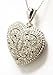 14k White Antique Beaded Diamond Heart Locket title=