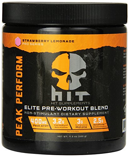 HIT Supplements Peak Perform Pre Workout Supplement with Peak ATP, Stimulant Free, Strawberry Lemonade, 45 servings