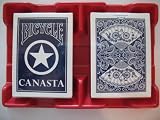 Bicycle Canasta 2 Decks Blue Playing Cards with Red Card Tray