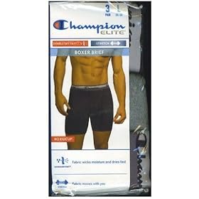  Champion Elite Active Fit Boxer Brief 3 Pack No Ride up Size Medium Black/Gray