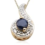 18k Yellow Gold Plated Sterling Silver Sapphire and Diamond-Accent Pendant, 18"